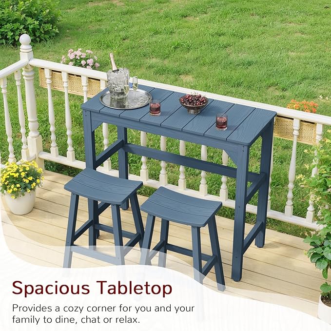 Stoog All-Weather Patio Bar Set, 3-Pieces Outdoor Bar Table and Stools Set - Image 8