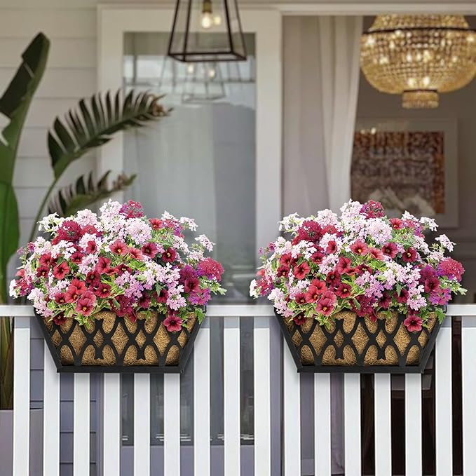 4 Pack 14 Inch Window Boxes Planters Railing Planter Box - Image 4