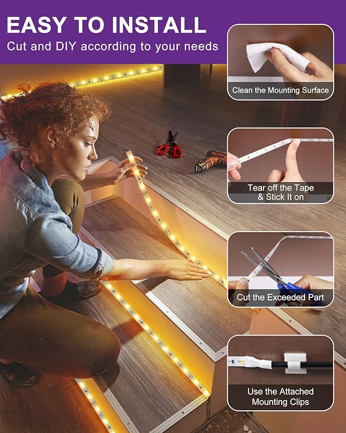 HitLights LED Strip Lights Warm White 3000K, 24.6ft Premium High Density Tape - Image 6