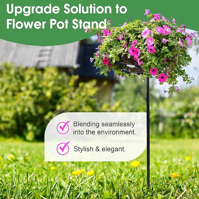 Tellingyou 4 Pack Adjustable Outdoor Flower Pot Stand, Metal Outdoor Plant - Image 4