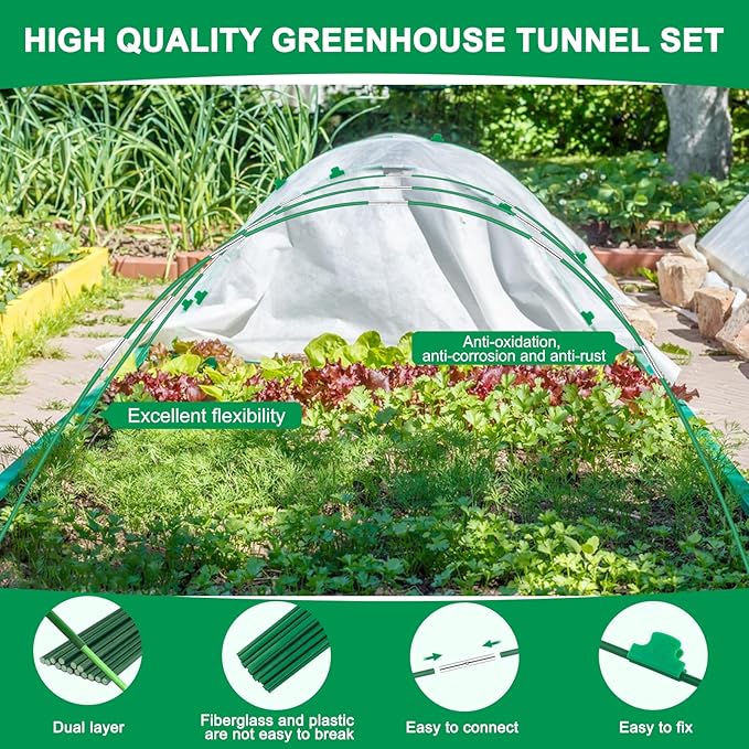 Greenhouse Hoops Grow Tunnel, 6 Sets of 8FT Long Garden Hoops - Image 5