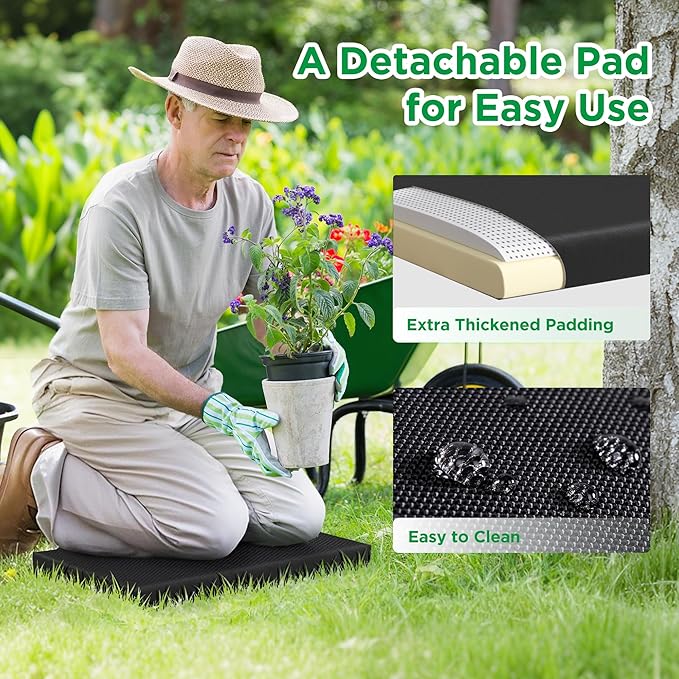 10.8” Wide Garden Kneeler and Seat, Heavy Duty Foldable Gardening Stool - Image 6