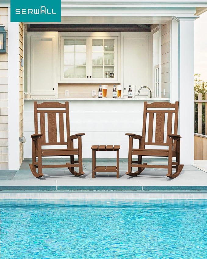 SERWALL Oversized Rocking Chair Outdoor, HDPE Outdoor Rocking Chair - Image 2