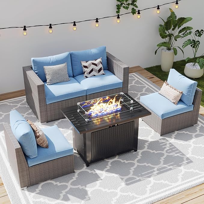 Wisteria Lane Patio Furniture Set, 2 Pieces Armless Wicker Outdoor Furniture - Image 2