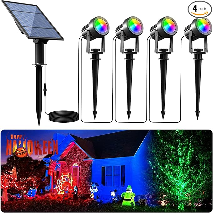 APONUO Solar Spot Lights Outdoor 4-in-1 Landscape Lights Dusk to Dawn Solar by APONUO