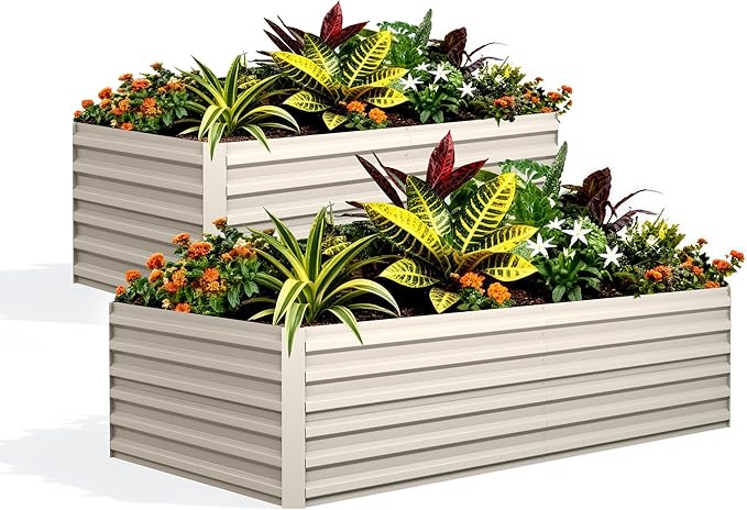 Garvee 2PCS 6x3x2ft Galvanized Raised Garden Bed Outdoor, Rust-Resistant Raised by Garvee