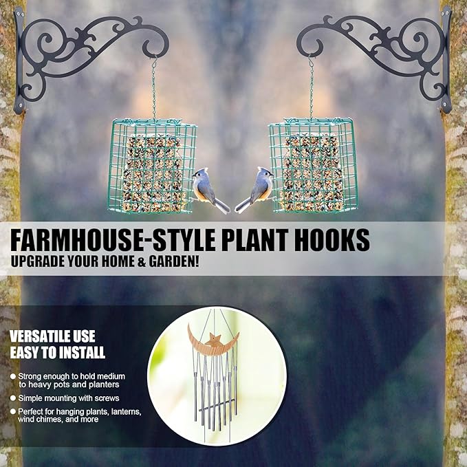 Hanging Planter Hooks 2 Pcs, Outdoor Hanging Brackets Wall Hook Heavy Duty - Image 4