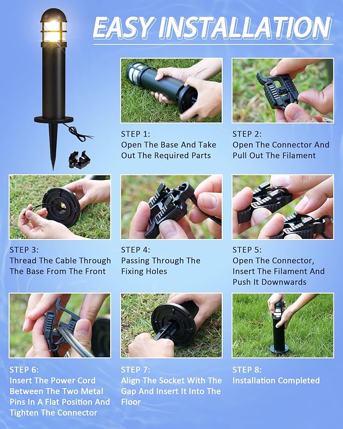 8 Pack LED Low Voltage Bollard Pathway Lights, 12V 200LM IP67 Waterproof - Image 7