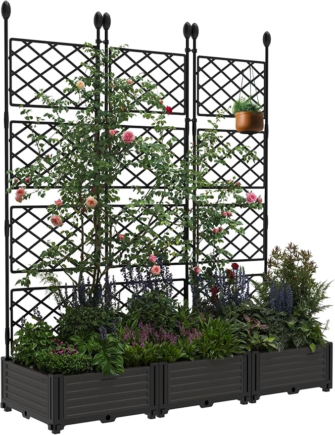 GAOMON 3 PCS Raised Garden Bed - 50 in W x 63" Tall Plastic Planter Box by GAOMON