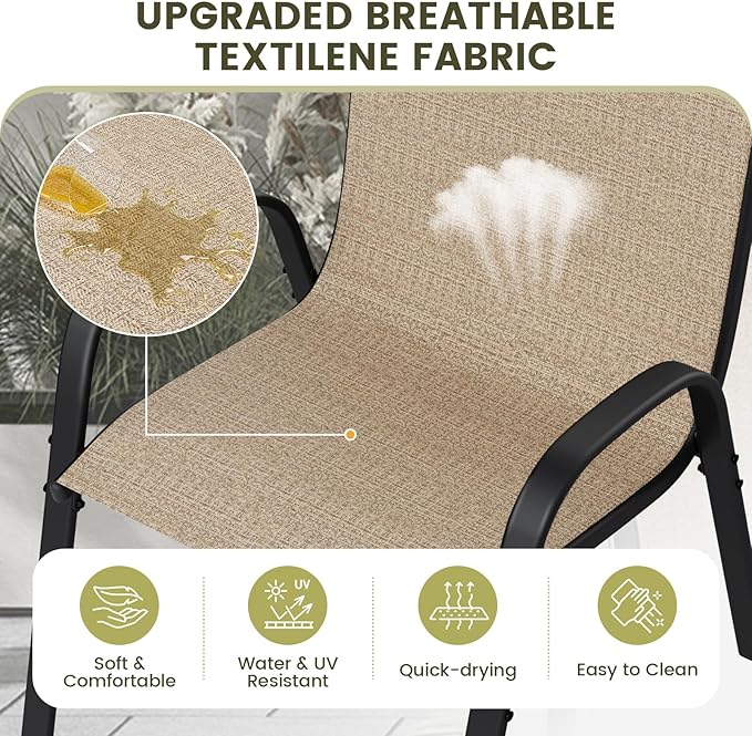 UDPATIO Patio Chairs Set of 4, Stackable Outdoor Dining Chairs - Image 5