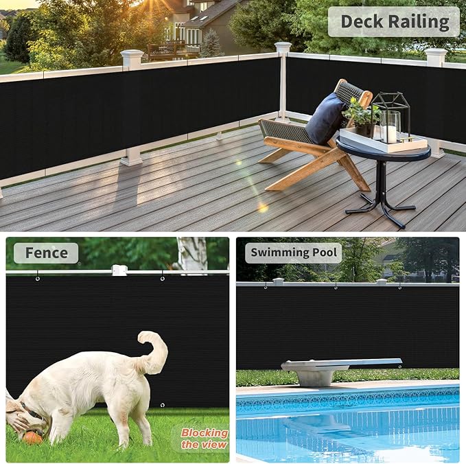 LOVE STORY 3'x6' Black Balcony Screen Privacy Fence Cover UV Protection - Image 5