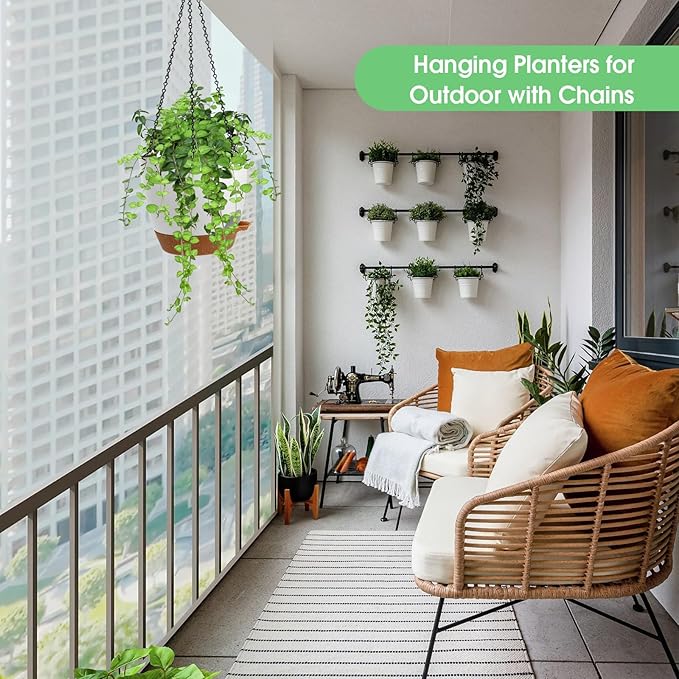 Hanging Planters for Indoor Outdoor Plants, 2 Pack Self Watering Hanging Pots - Image 7