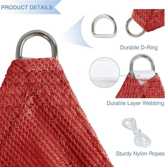 E&K Sunrise 27' x 27' x 27' Sun Shade Sail Triangle Canopy Shade Cover UV Block - Image 4