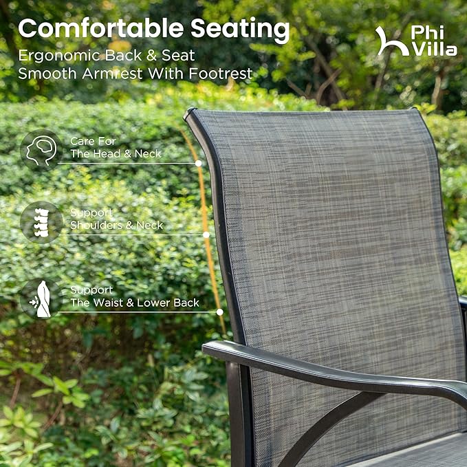 PHI VILLA 5 Piece Outdoor Bar Set, High Top Patio Table and Chairs - Image 5