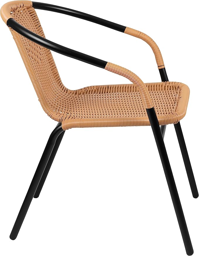 EMMA + OLIVER Set of 2 Modern Rattan Indoor/Outdoor Stack Chairs, Stacking - Image 8