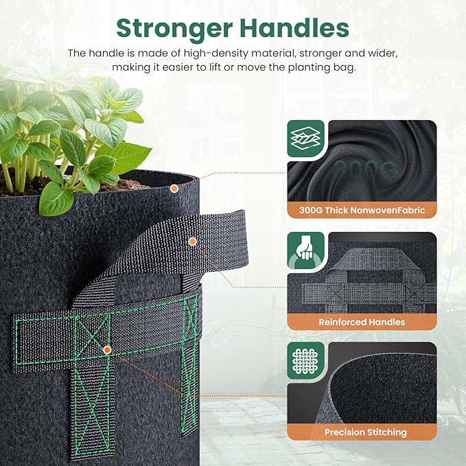 10 Pack 10 Gallon Grow Bags, Thickened Nonwoven Fabric Planter Pots - Image 3