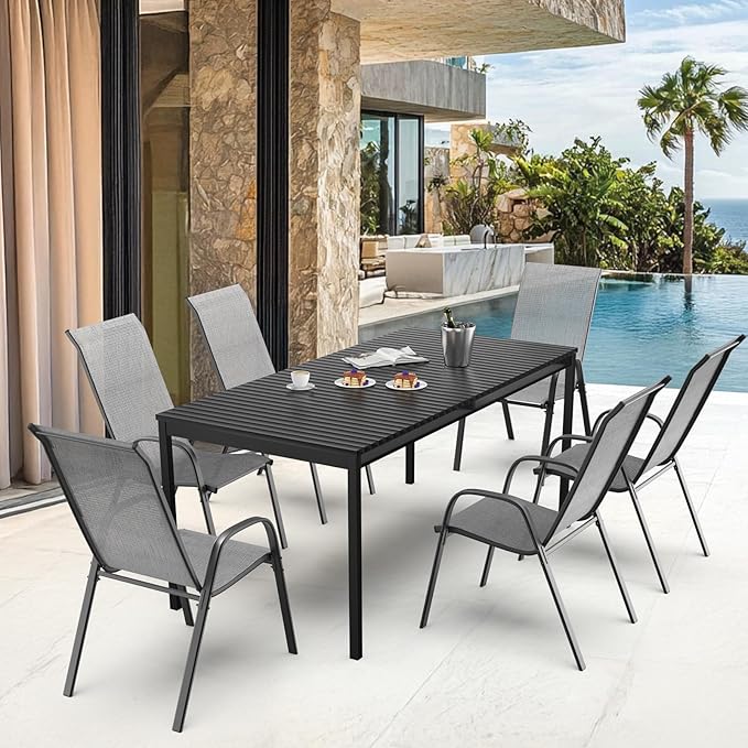 VINGLI Patio Chairs Set of 6 – Stackable Outdoor Dining Chairs - Image 9