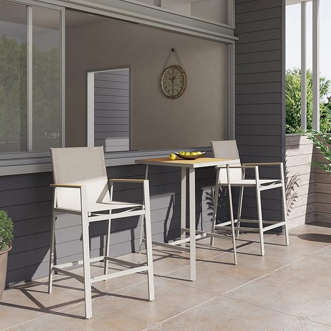LAUSAINT HOME 3-Piece Patio Bar Set, All Weather Textilene Bar Height Table and - Image 9