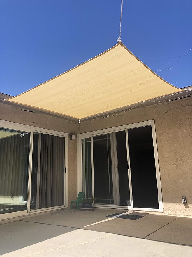 Eden's Decor Straight Flat-Edged Sun Shade Sail Rectangular 7' x 13' Wheat - Image 8