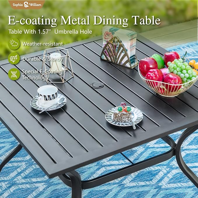 Sophia & William Outdoor Patio Dining Set 5 Pieces, 4 x Textilene Swivel Patio - Image 6