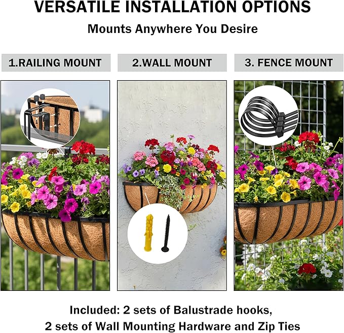 16“ Window Box Railing Planter - Image 3