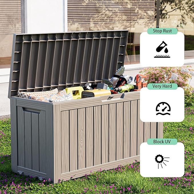 76 Gallon Outdoor Deck Box, Lockable Waterproof Outdoor Storage Boxes - Image 4