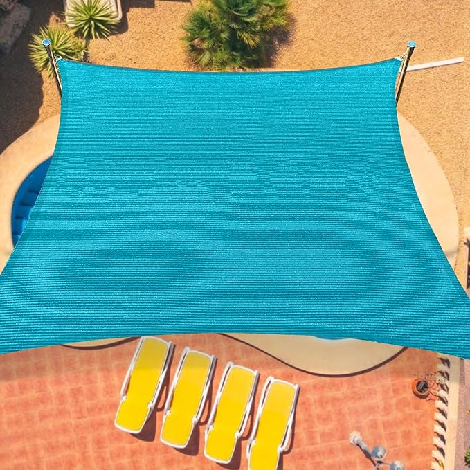 8'x8' Sun Shade Sail Curved Commercial Outdoor Shade Cover Turquoise Rectangle by OOTONAT