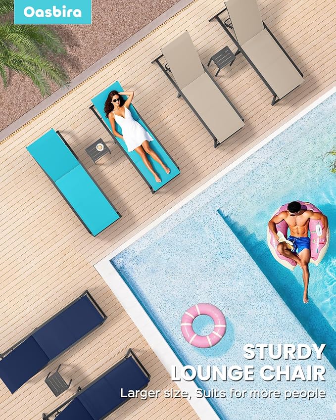 Aluminum Chaise Lounge Outdoor Set of 2, Foldable & No Assembly Patio Pool - Image 8