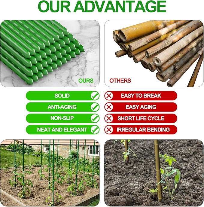 WAENLIR Garden Stakes 57 inch 4.8ft Sturdy Tomato Stakes, Plant Stakes - Image 6