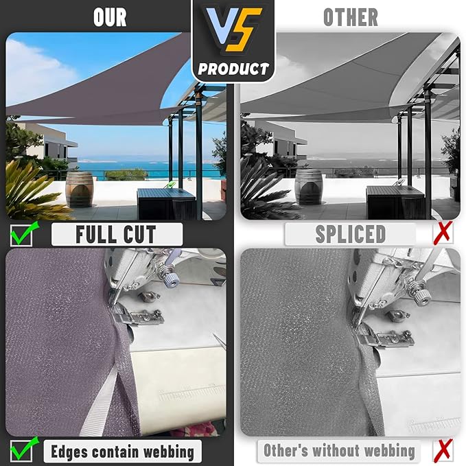 LOVE STORY Custom Size 7'x9'x11.4' Dark Grey Sun Shade Sail Right Triangle - Image 7