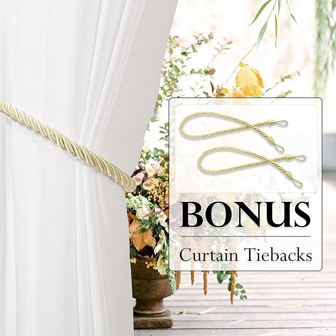 RYB HOME Outdoor Sheer Linen Curtains - Image 2