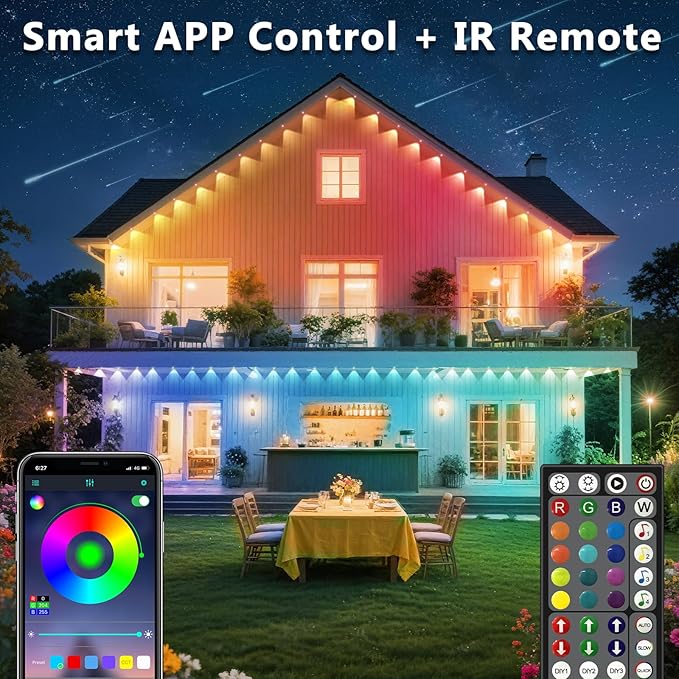 200FT Permanent Outdoor RGB Lights, IP67 Waterproof Smart Eave Lighting - Image 2