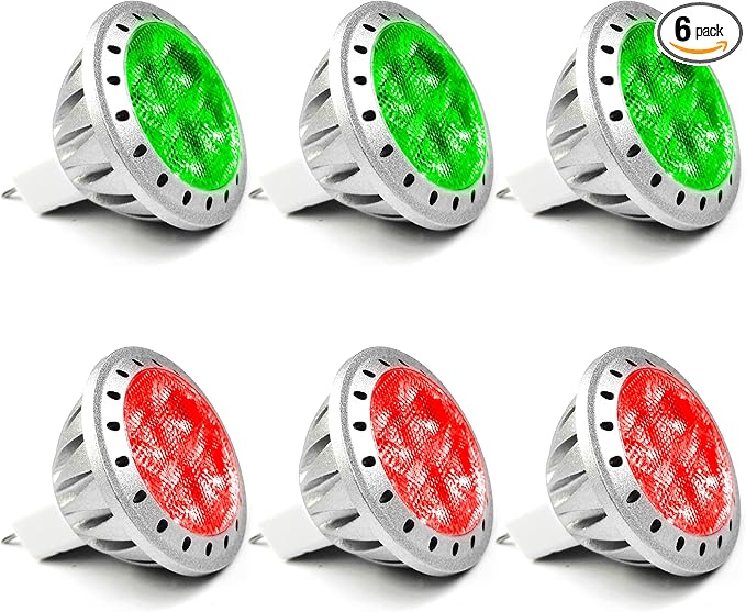 ALIDE Red Green MR11 GU4 Led Bulbs, Replace 10W 20W 35W Halogen, 12V 3W Red by ALIDE