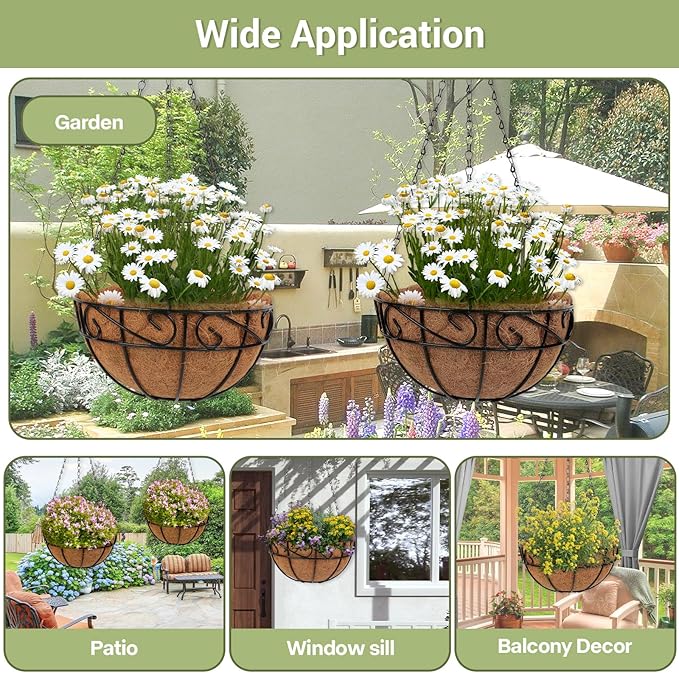 2 Pack 12 inch Metal Hanging Baskets - Image 5