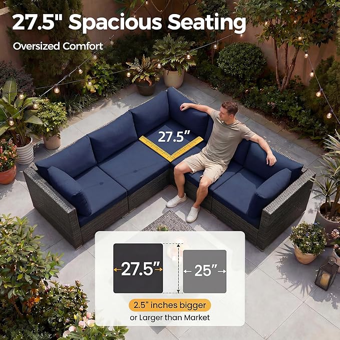 NICESOUL 29.3'' High-Back Outdoor Patio Conversation Set - Image 6