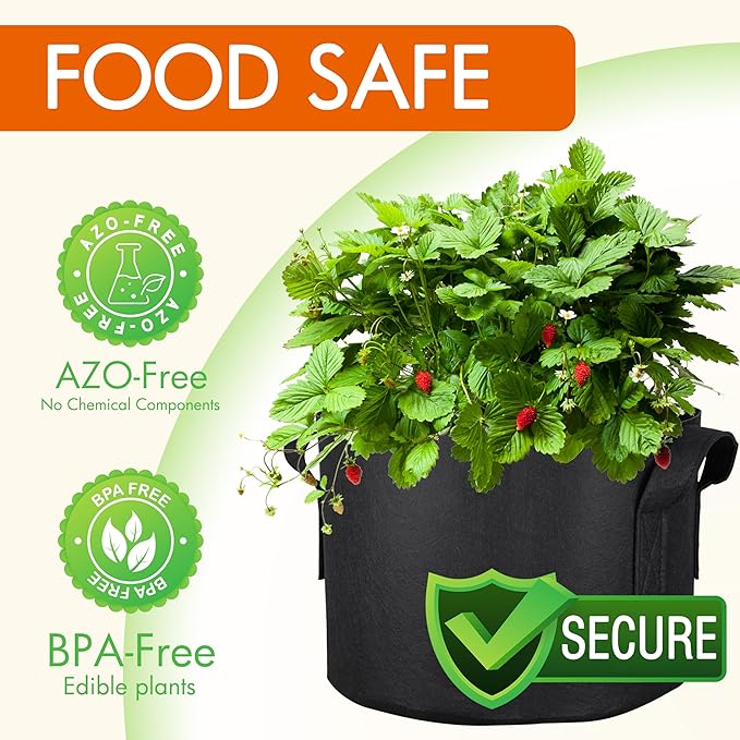 Gardzen 6-Pack 10 Gallon Grow Bags, Aeration Fabric Pots - Image 2