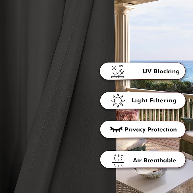 BONZER Outdoor Curtains for Patio Water Resistant Heavy Privacy Light Filtering - Image 4