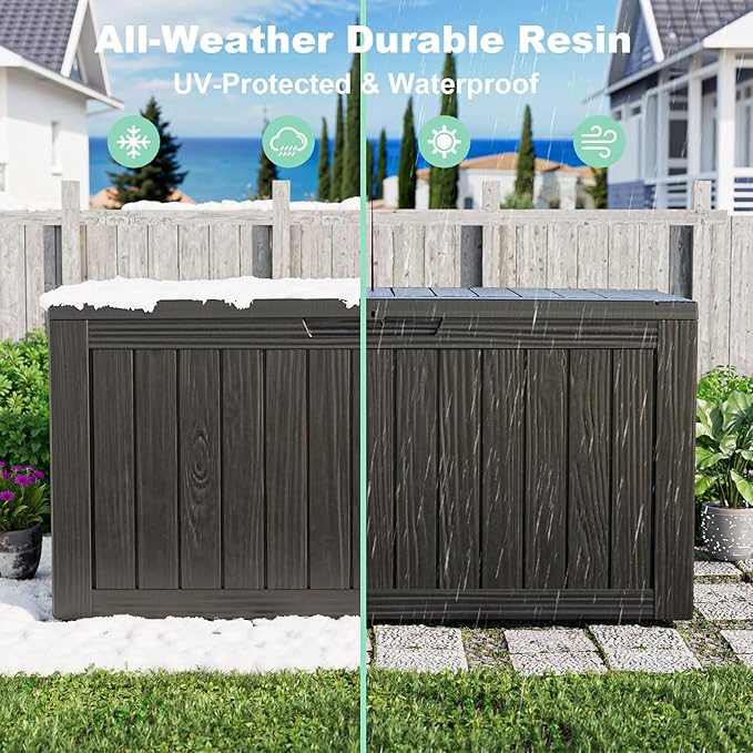75 Gallon Resin Deck Box, Lockable Patio Outdoor Storage Box - Image 4