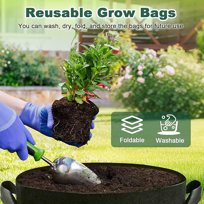 5 Pack 7 Gallon Grow Bags with Handles, Thickened Aeration Nonwoven Fabric - Image 8