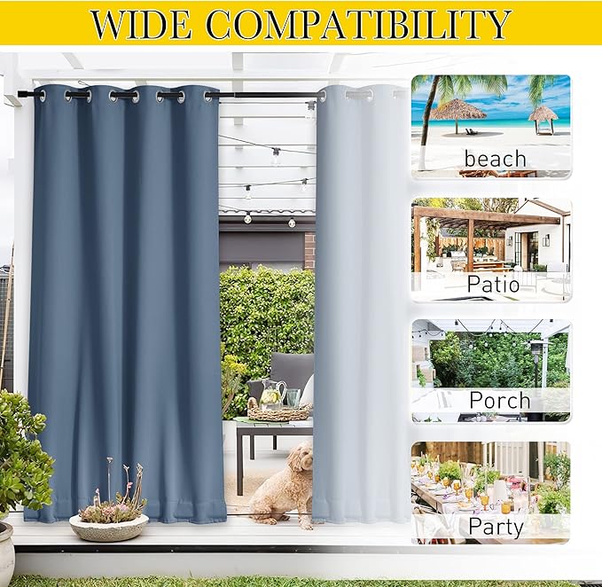 NICETOWN 2 Panels Outdoor Curtains - Image 6