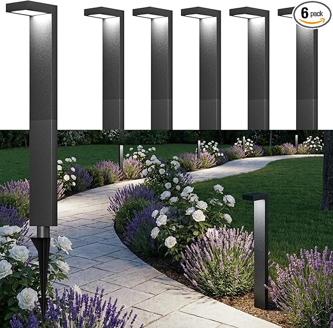 Low Voltage Landscape Lights, 6 Pack Outdoor LED Pathway Light, Wired Path by Lawyettle