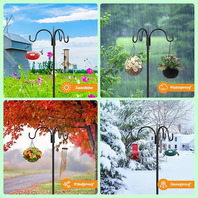 FEED GARDEN [Upgrade Version 92 Inch Three Shepherd Hooks - Image 5