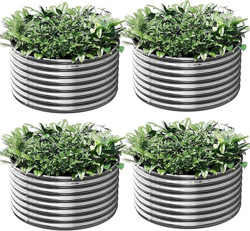 4 Pack 3x3ft Round Galvanized Raised Garden Bed Outdoor, Metal Garden Bed by Mostmahes