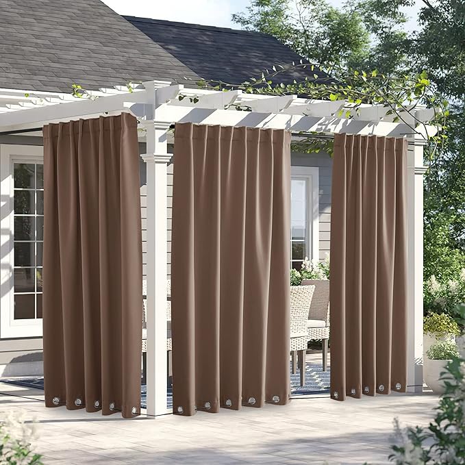 NICETOWN 2 Panels Weighted Blackout Outdoor Curtains - Image 2