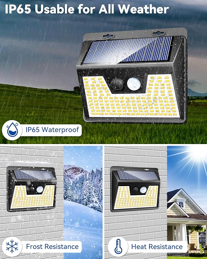 Peasur Solar Lights Outdoor Waterproof, Warm White Motion Sensor Lights Dusk to - Image 5