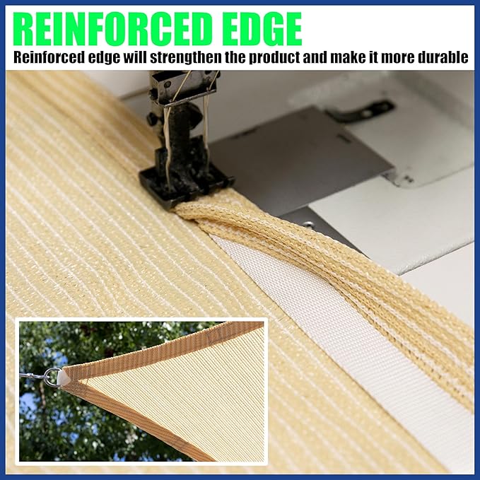 ShadeMart 12' x 20' Beige Sun Shade Sail UPF50 Rectangle Canopy Fabric Cloth - Image 5