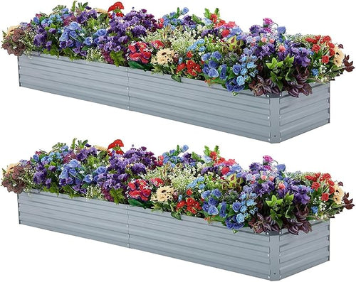 2 Pack 8x2x1FT Galvanized Raised Garden Bed Kit, Outdoor Metal Planter Box by Meberam