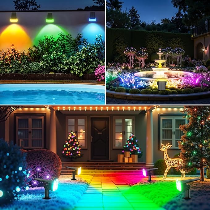 WdtPro 2 Pack Solar Color Changing Spot Lights, 10 Lighting Modes Solar Lights - Image 3