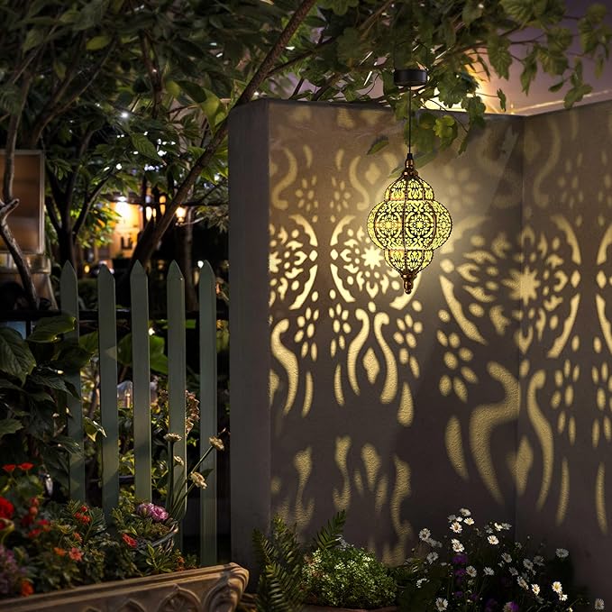 Hanging Solar Lights Outdoor Garden Decor Solar Lantern Waterproof Plastic - Image 2