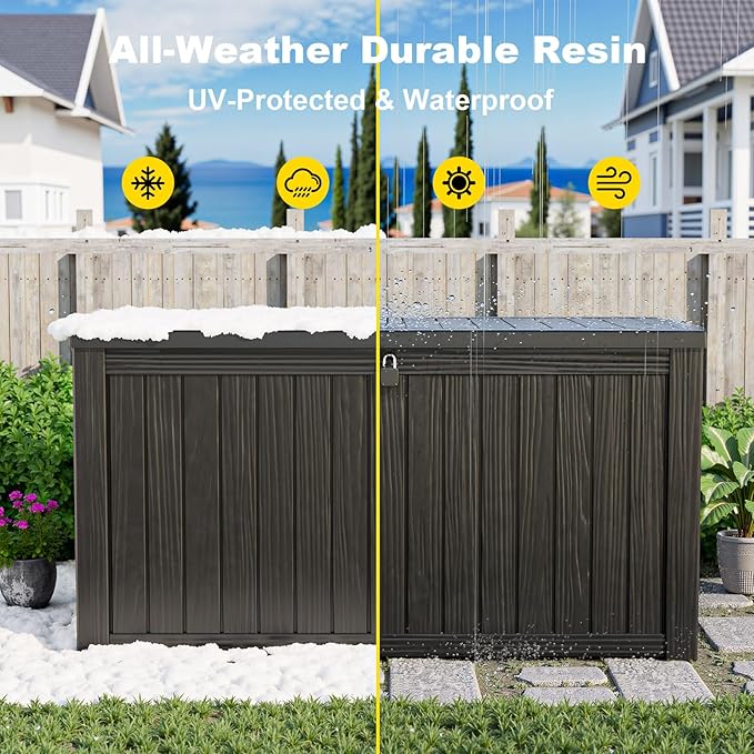 ROJIK 180 Gallon Outdoor Storage Box Waterproof-Patio Furniture Resin Deck Box - Image 6